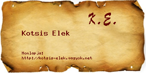 Kotsis Elek névjegykártya